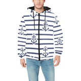 Anchor rope nautical pattern Men's Padded Hooded Jacket