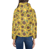 Sunflower pattern Women's Padded Hooded Jacket