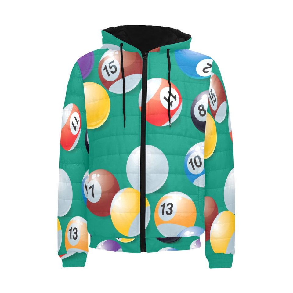 Billiard Ball Pattern Print Design 01 Men's Padded Hooded Jacket