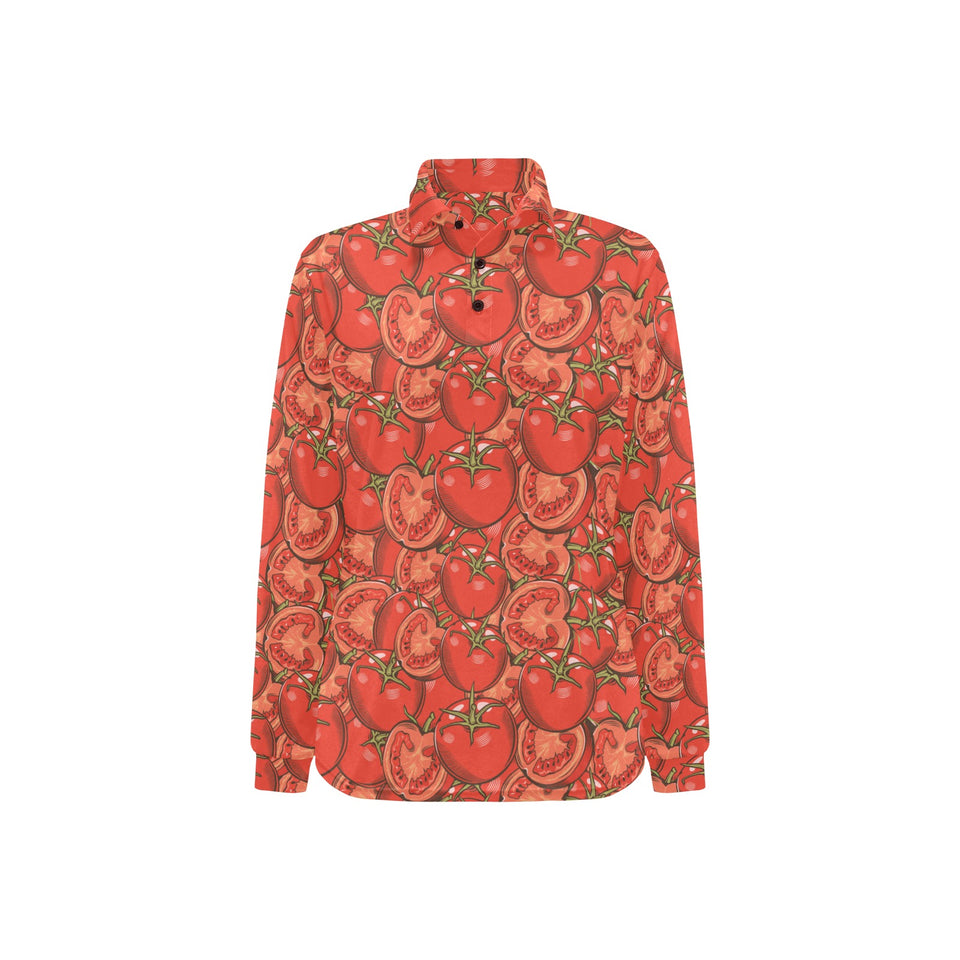 Red Tomato Pattern Women's Long Sleeve Polo Shirt