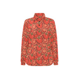 Red Tomato Pattern Women's Long Sleeve Polo Shirt