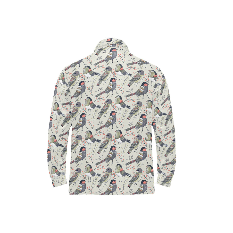 Pigeon Pattern Print Design 04 Men's Long Sleeve Polo Shirt