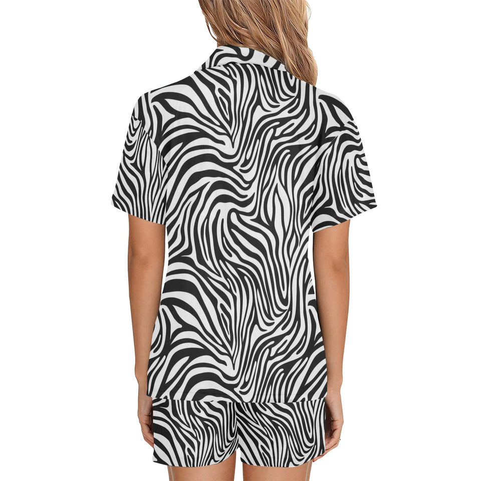 Zebra skin pattern Women's V-Neck Short Pajama Set