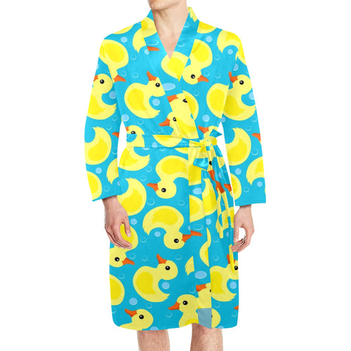 Duck Pattern Print Design 04 Men's Long Sleeve Belted Night Robe