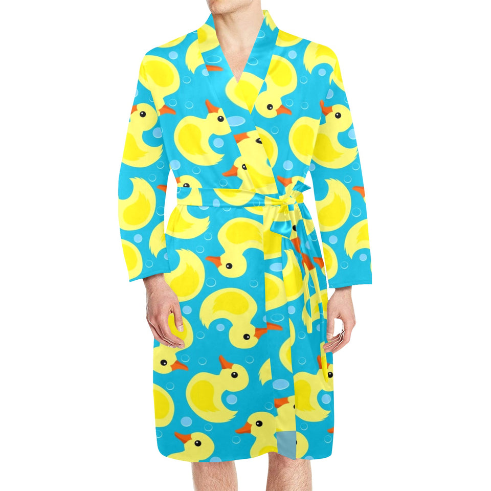 Duck Pattern Print Design 04 Men's Long Sleeve Belted Night Robe