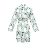 Cute Penguin pattern Women's Long Sleeve Belted Night Robe