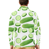 cucumber whole slices pattern Men's Long Sleeve Polo Shirt