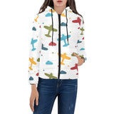 Airplane star cloud colorful Women's Padded Hooded Jacket
