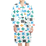Math Pattern Print Design 05 Men's Long Sleeve Belted Night Robe