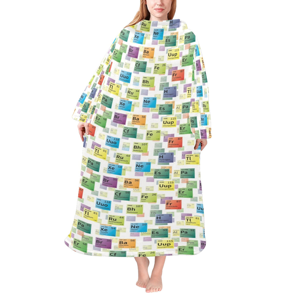 Chemistry Periodic Table Pattern Print Design 05 Blanket Robe with Sleeves