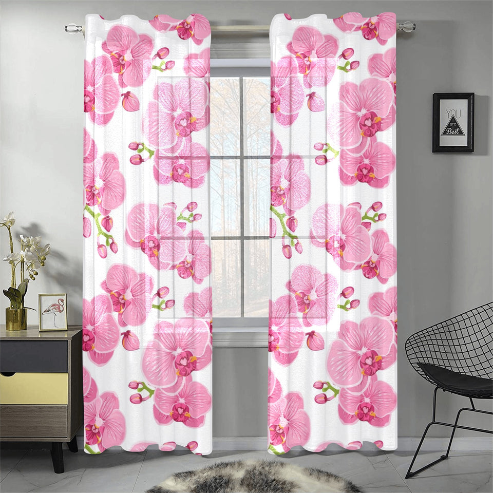 pink purple orchid pattern background Gauze Curtain