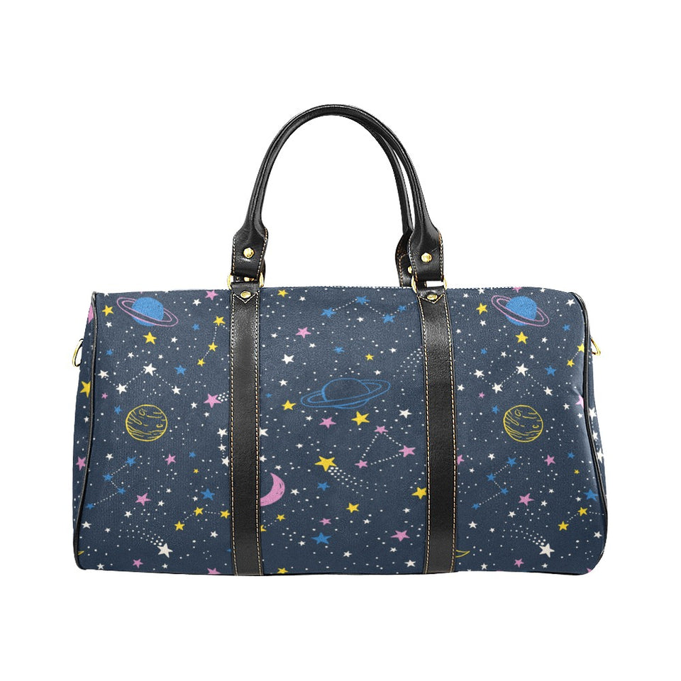 space pattern with planets, comets, constellations Travel Bag