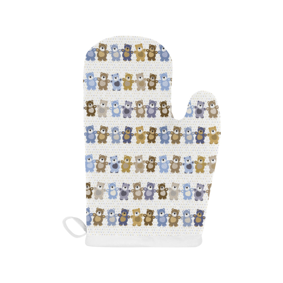 Teddy Bear Pattern Print Design 02 Heat Resistant Oven Mitts