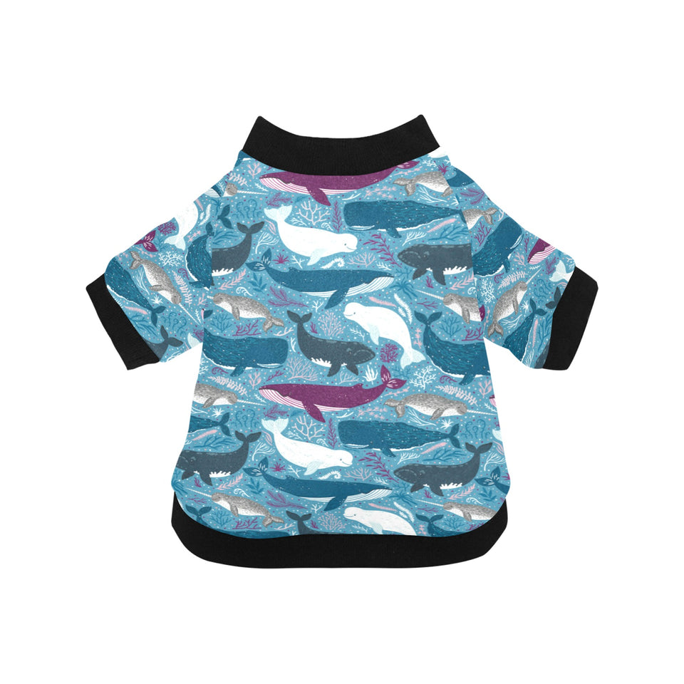 Whale design pattern All Over Print Pet Dog Round Neck Fuzzy Shirt