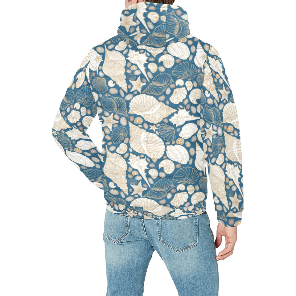 Sea turtle Polynesian Tribal design pattern Men's Padded Hooded Jacket