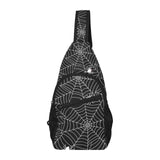 Spider web design pattern Black background white c All Over Print Chest Bag