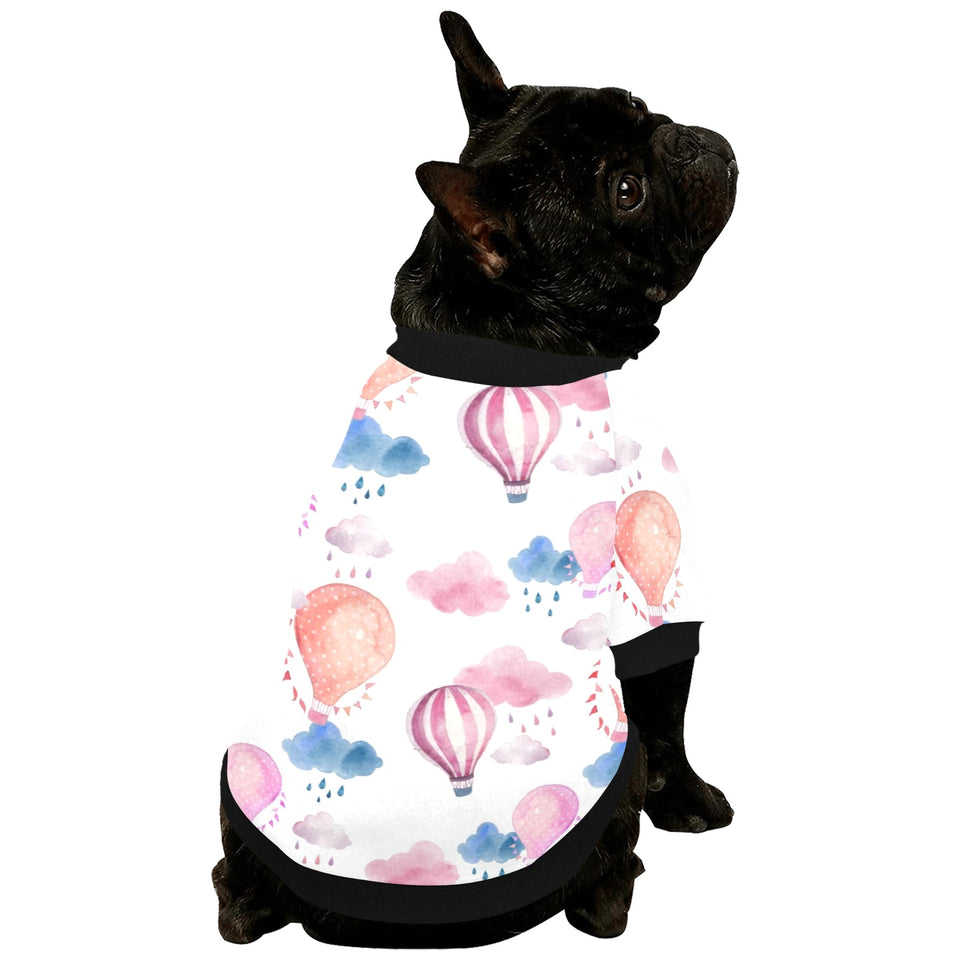 Watercolor air balloon cloud pattern All Over Print Pet Dog Round Neck Fuzzy Shirt