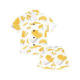 French fries white paper box pattern Kids' Boys' Girls' V-Neck Short Pajama Set