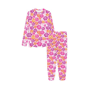 Hibiscus Pattern Print Design 01 Kids' Boys' Girls' All Over Print Pajama Set