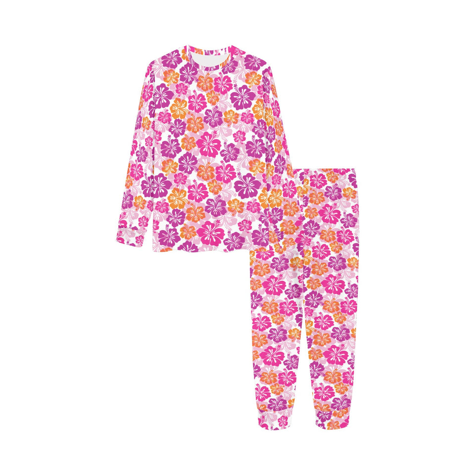 Hibiscus Pattern Print Design 01 Kids' Boys' Girls' All Over Print Pajama Set