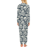 Sugar skull black white pattern Women's All Over Print Pajama Set