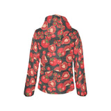 Tomato black background Women's Padded Hooded Jacket