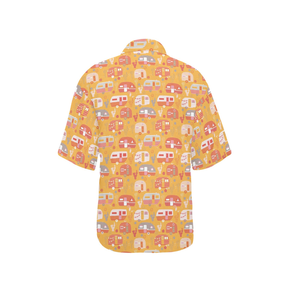 Camper Van Pattern Print Design 04 Women's All Over Print Hawaiian Shirt