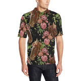 Horse head wild roses pattern Men's All Over Print Polo Shirt