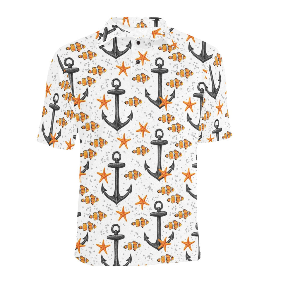 Clown Fish Pattern Print Design 02 Men's All Over Print Polo Shirt