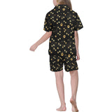 Dog Paws Pattern Print Design 05 Kids' Boys' Girls' V-Neck Short Pajama Set