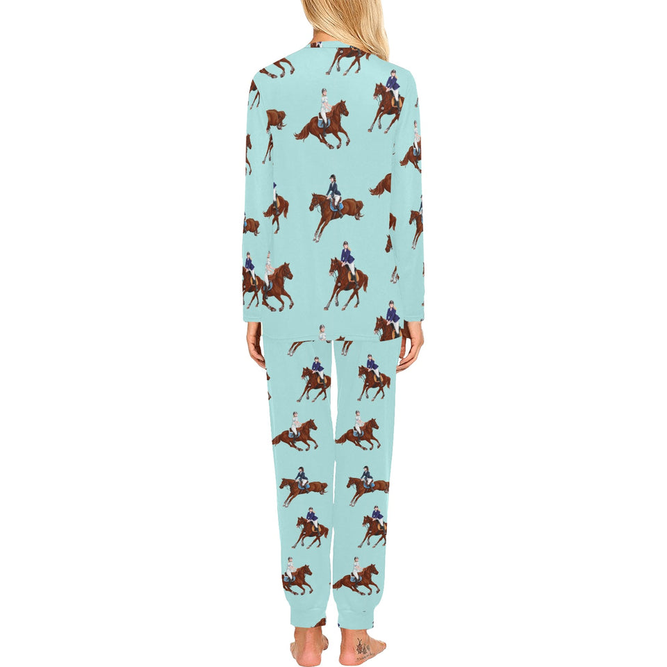Horses running horses rider pattern Women's All Over Print Pajama Set