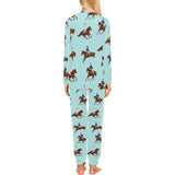 Horses running horses rider pattern Women's All Over Print Pajama Set