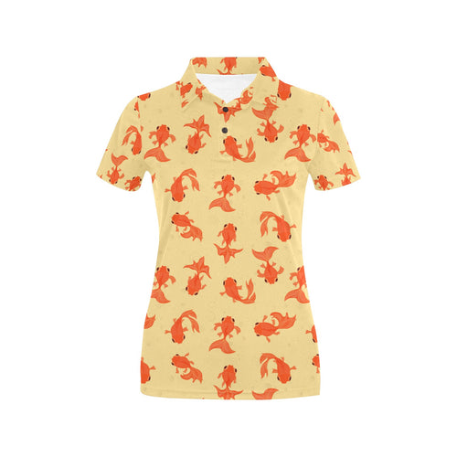 Goldfish Pattern Print Design 02 Women's All Over Print Polo Shirt