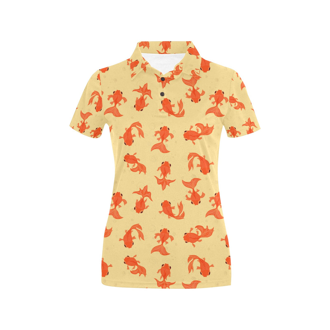 Goldfish Pattern Print Design 02 Women's All Over Print Polo Shirt