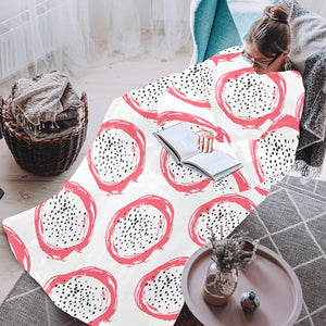 Hand drawn dragon fruit Blanket Robe with Sleeves