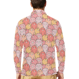 Pig Pattern Print Design 04 Men's Long Sleeve Polo Shirt