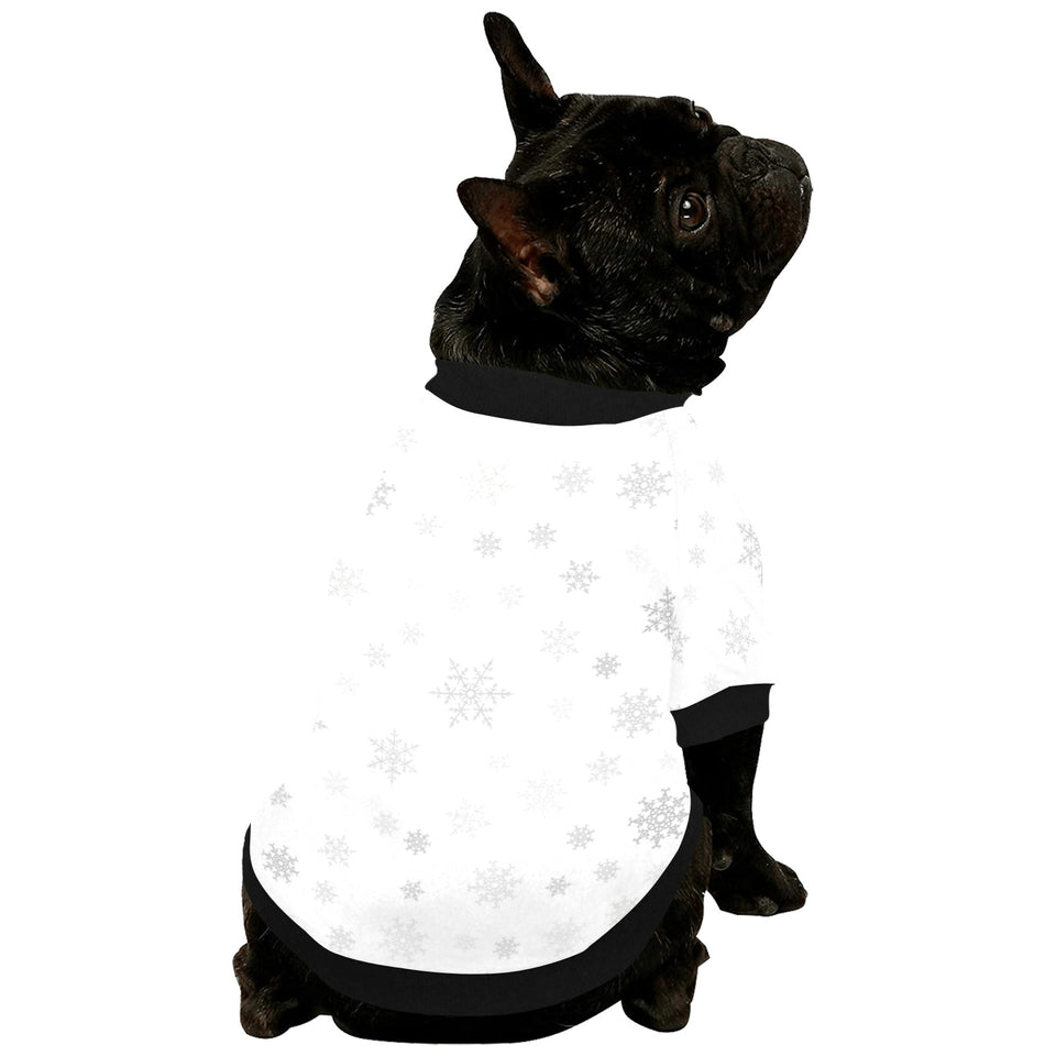 Snowflake pattern white background All Over Print Pet Dog Round Neck Fuzzy Shirt