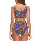 Clown Fish Pattern Print Design 04 Chest Bowknot High Waisted Bikini Swimsuit