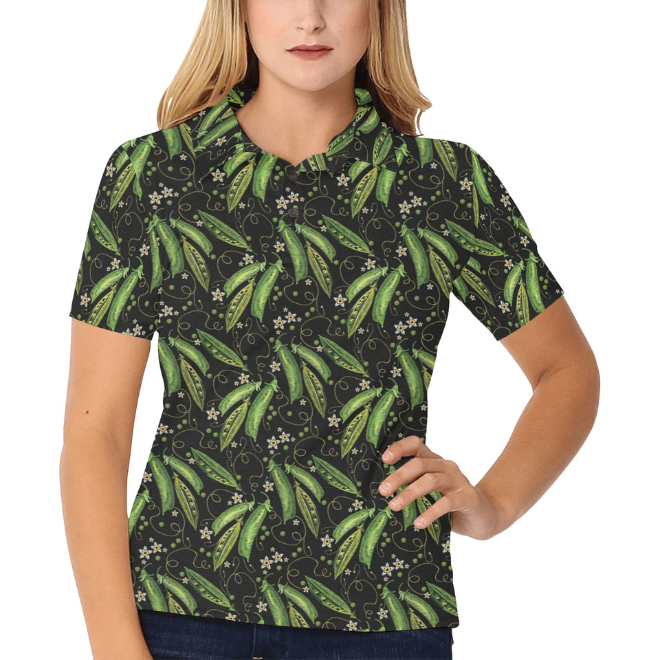 Green Peas Pattern Print Design 02 Women's All Over Print Polo Shirt
