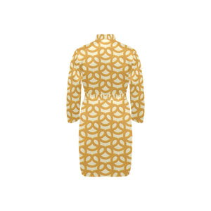 Pretzels Pattern Print Design 01 Men's Long Sleeve Belted Night Robe