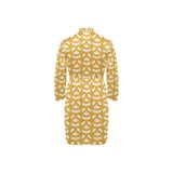 Pretzels Pattern Print Design 01 Men's Long Sleeve Belted Night Robe