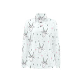 Cute goat design pattern Women's Long Sleeve Polo Shirt