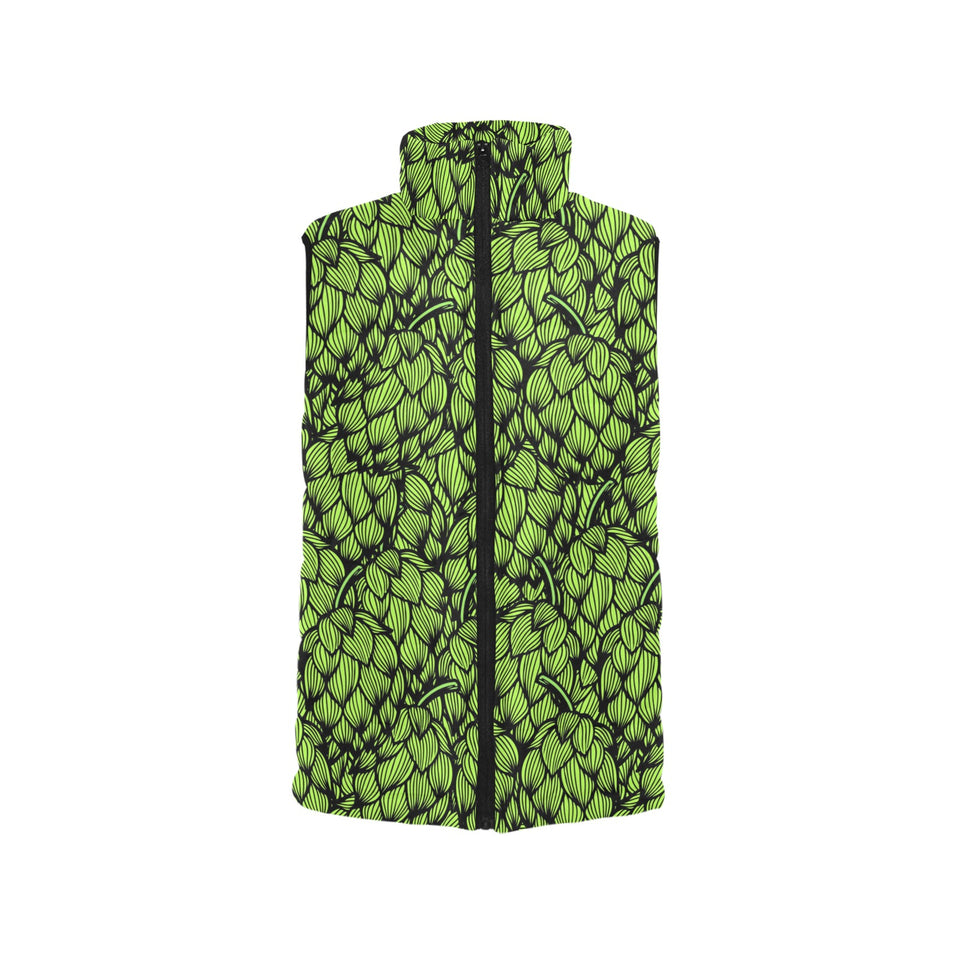Green hop pattern Women's Padded Vest