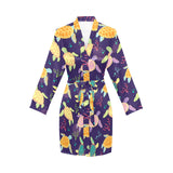 Colorful sea turtle pattern Women's Long Sleeve Belted Night Robe