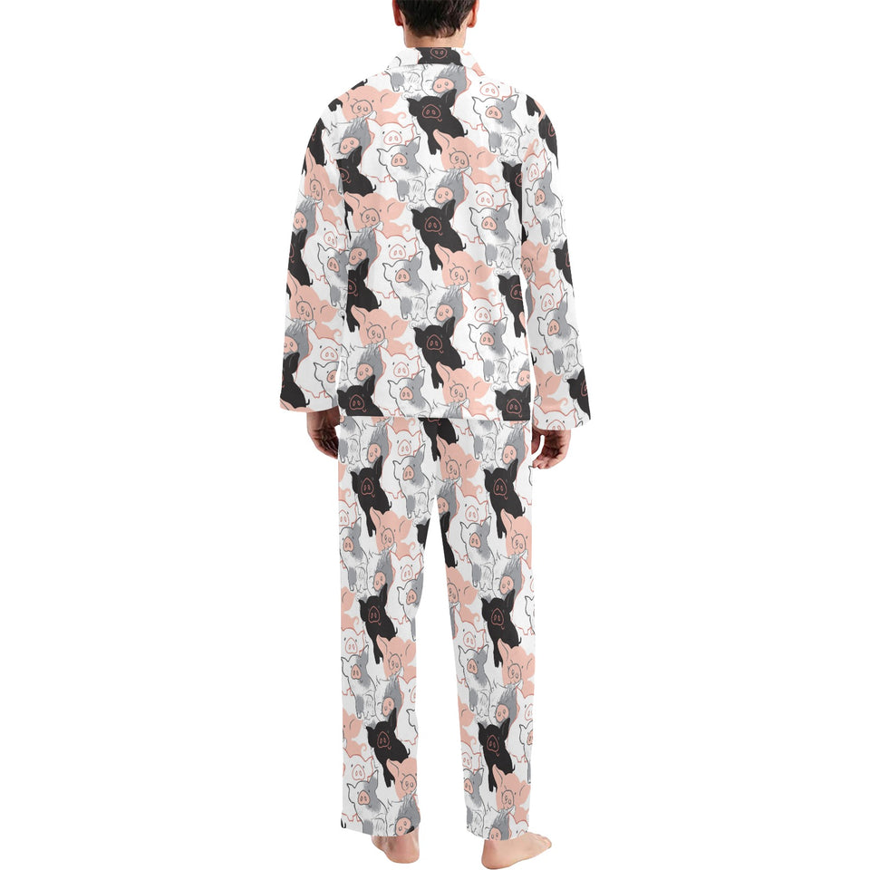 Pig Pattern Print Design 04 Men's Long Pajama Set