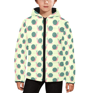 Snail Pattern Print Design 04 Kids' Boys' Girls' Padded Hooded Jacket