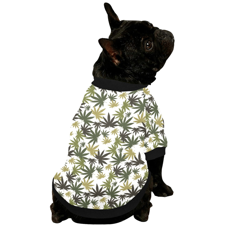 Canabis Marijuana Weed Pattern Print Design 05 All Over Print Pet Dog Round Neck Fuzzy Shirt