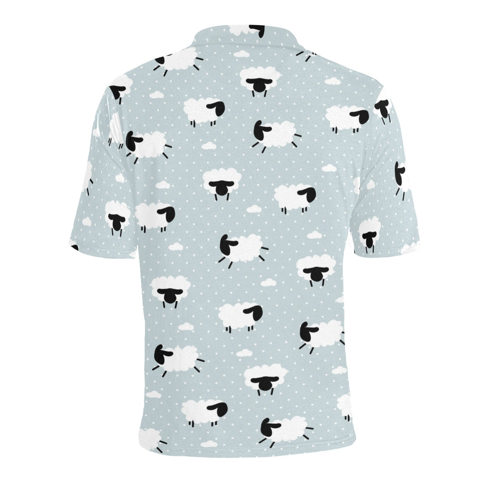 Sheep polka dot cloud pattern Men's All Over Print Polo Shirt