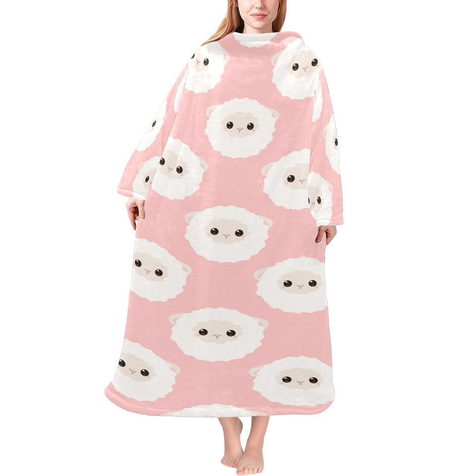 Cute sheep pattern Blanket Robe with Sleeves