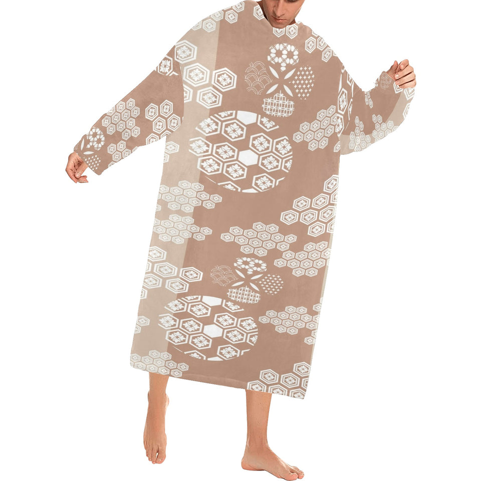 Beautiful hexagon japanese pattern Blanket Robe with Sleeves